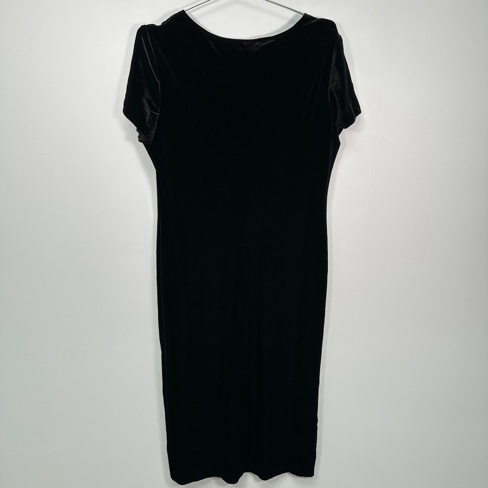 1990's Vintage Velvet Goth Maxi T-shirt Dress 18 - Picture 3 of 4